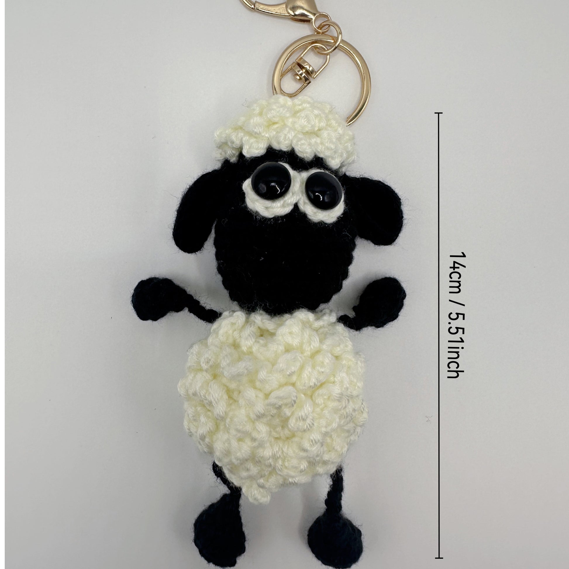 handmade crocheted sheep keychain