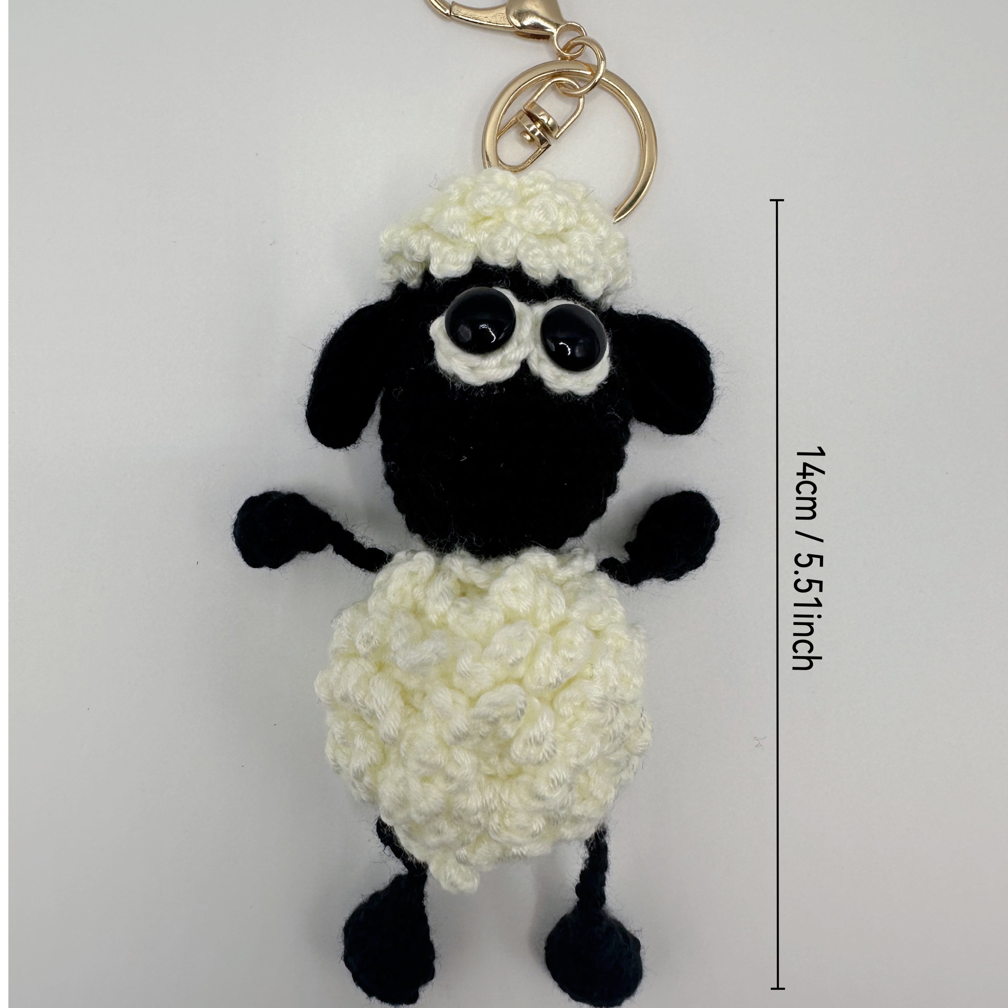 handmade crocheted sheep keychain