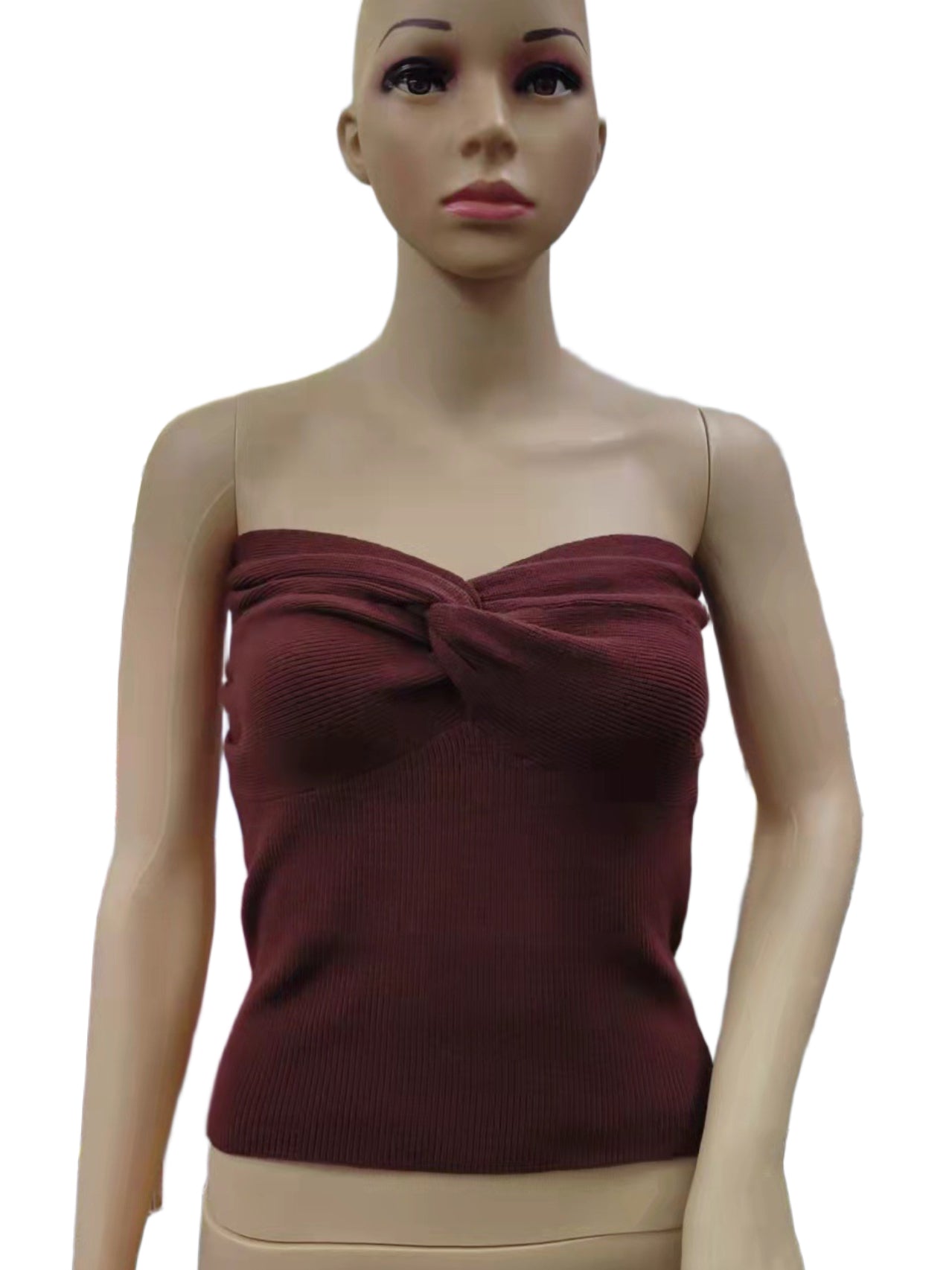 Women Strapless Tube Tops Knit Off Shoulder Sweater Vest - handmadeknit