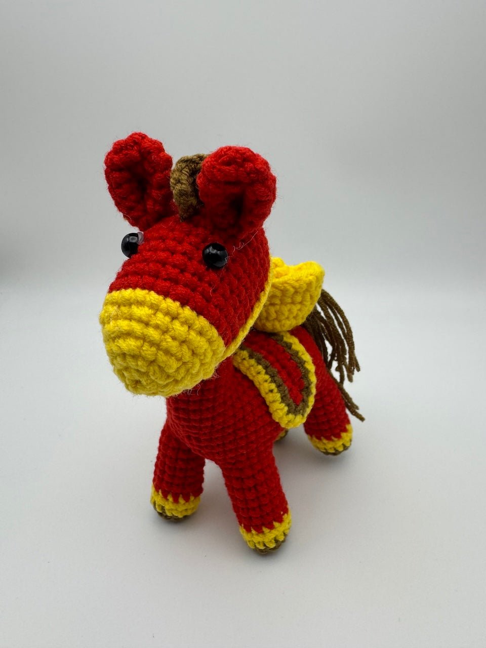 Handmade Crocheted Lucky Red Horse 2026 Animal and Nursery Decor - handmadeknit