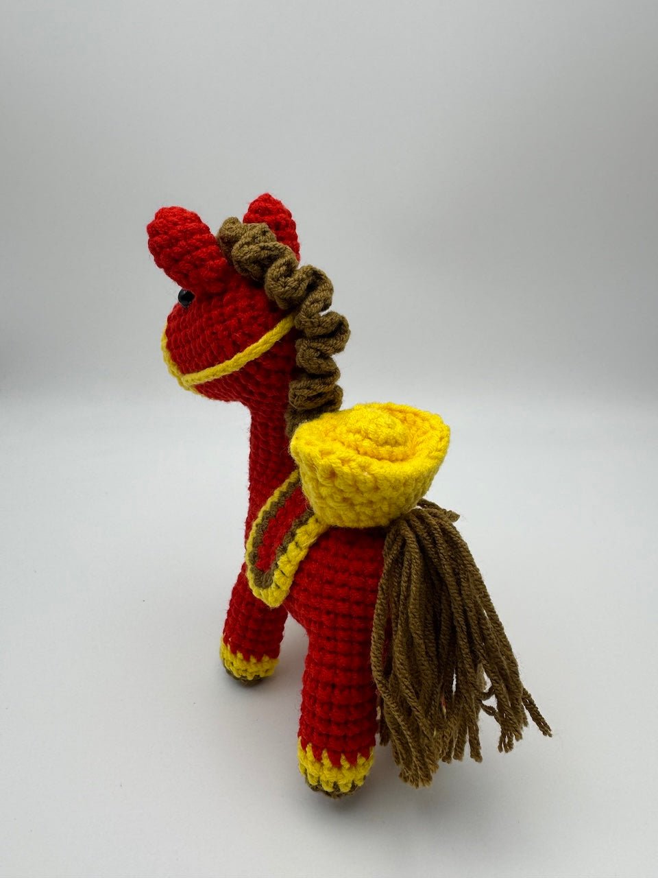 Handmade Crocheted Lucky Red Horse 2026 Animal and Nursery Decor - handmadeknit