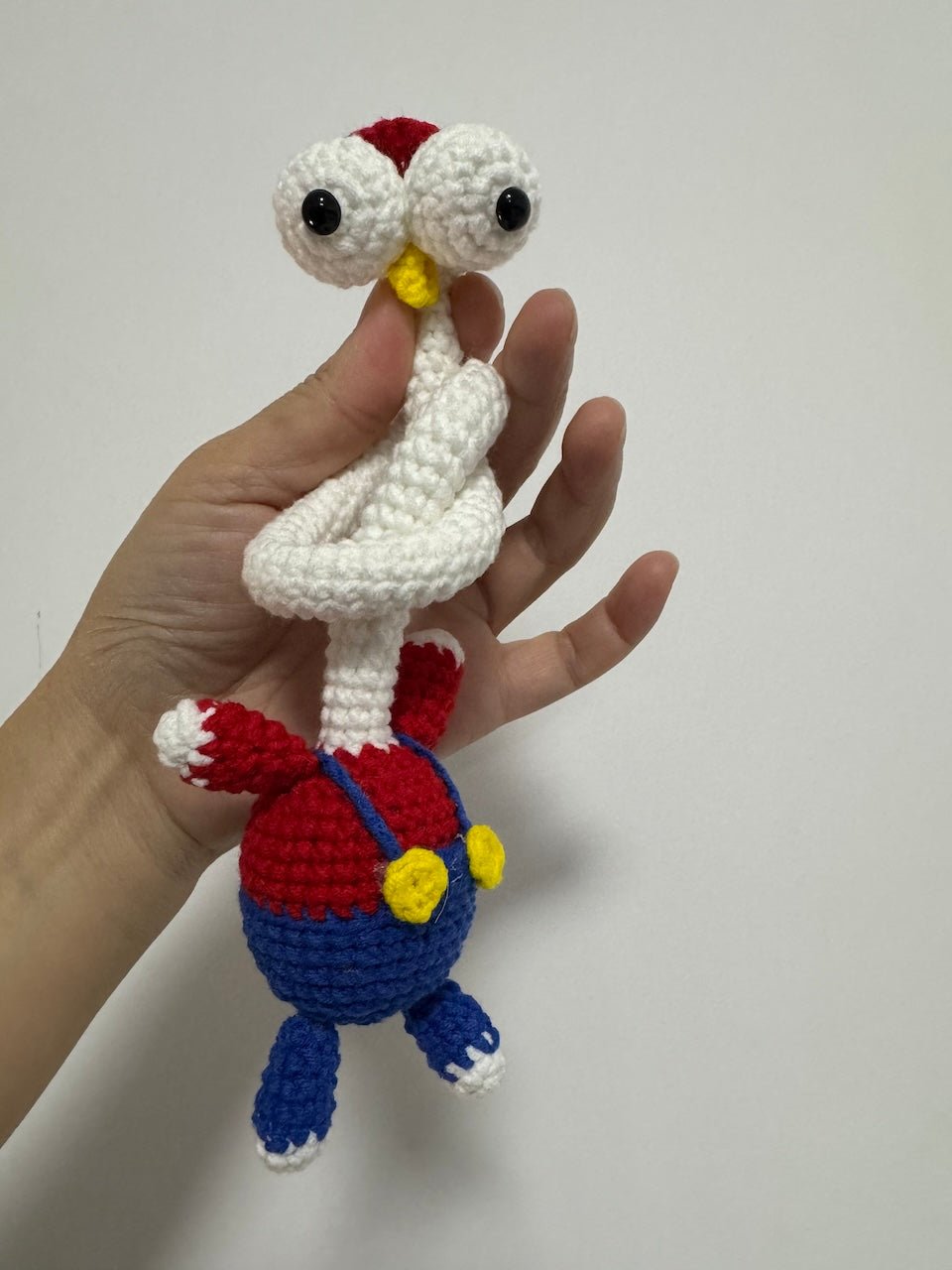 Handmade Crochet Mario Bird Rattle Toy Cute Backpack Charm for Kids and Bag Accessories - handmadeknit