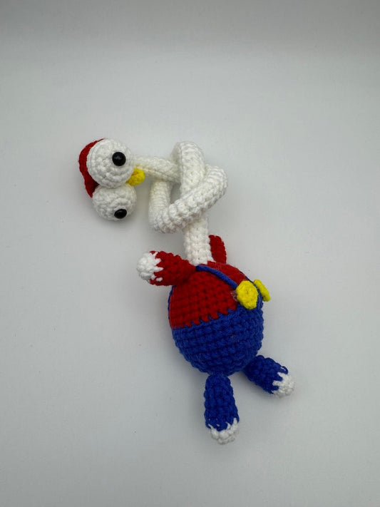 Handmade Crochet Mario Bird Rattle Toy Cute Backpack Charm for Kids and Bag Accessories - handmadeknit