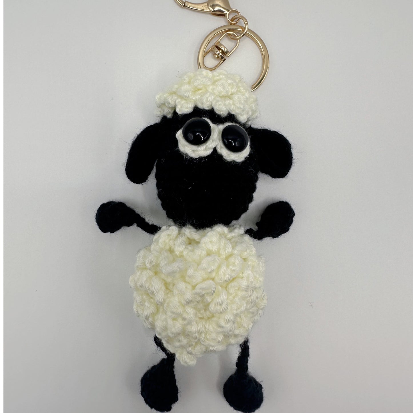 handmade crocheted sheep keychain