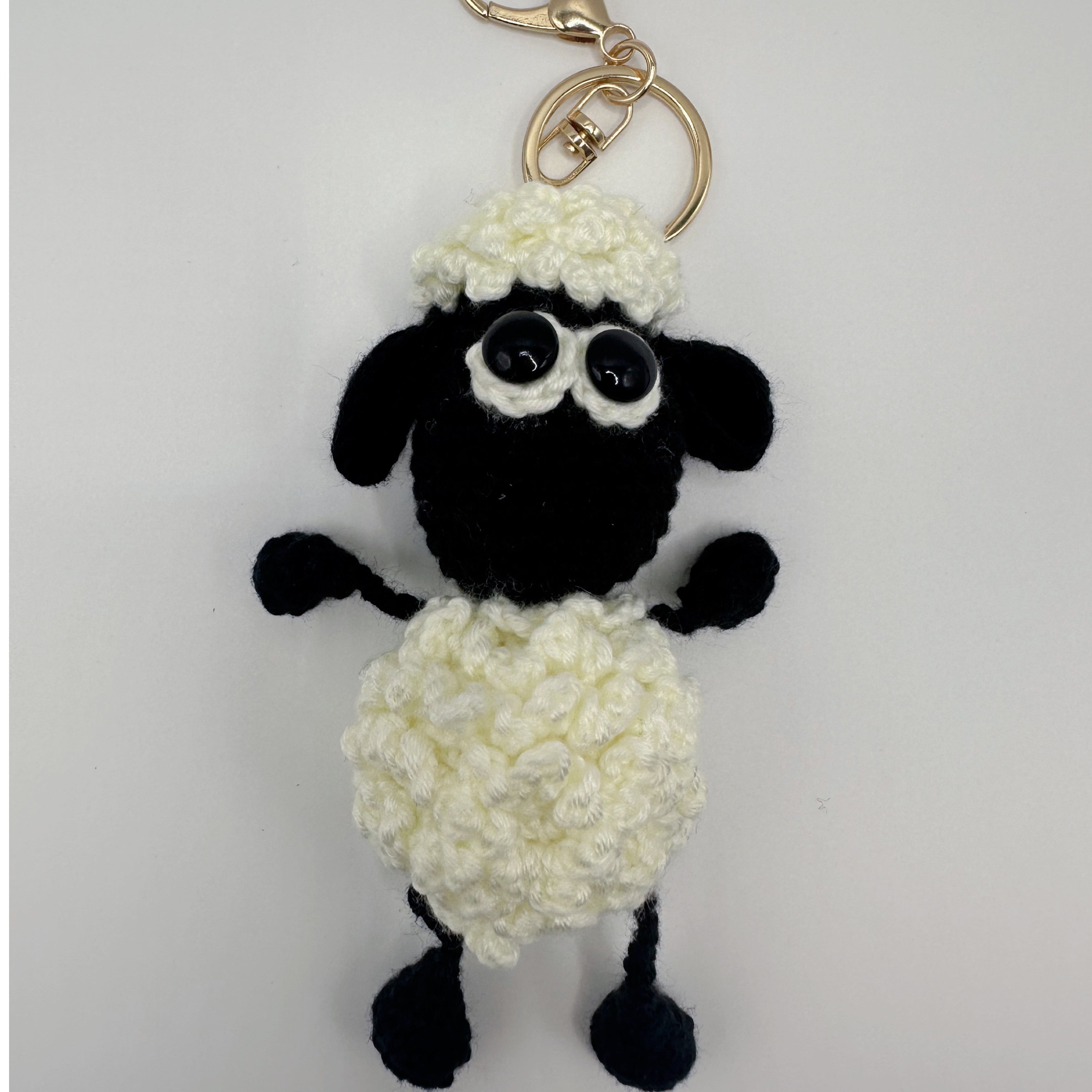 handmade crocheted sheep keychain