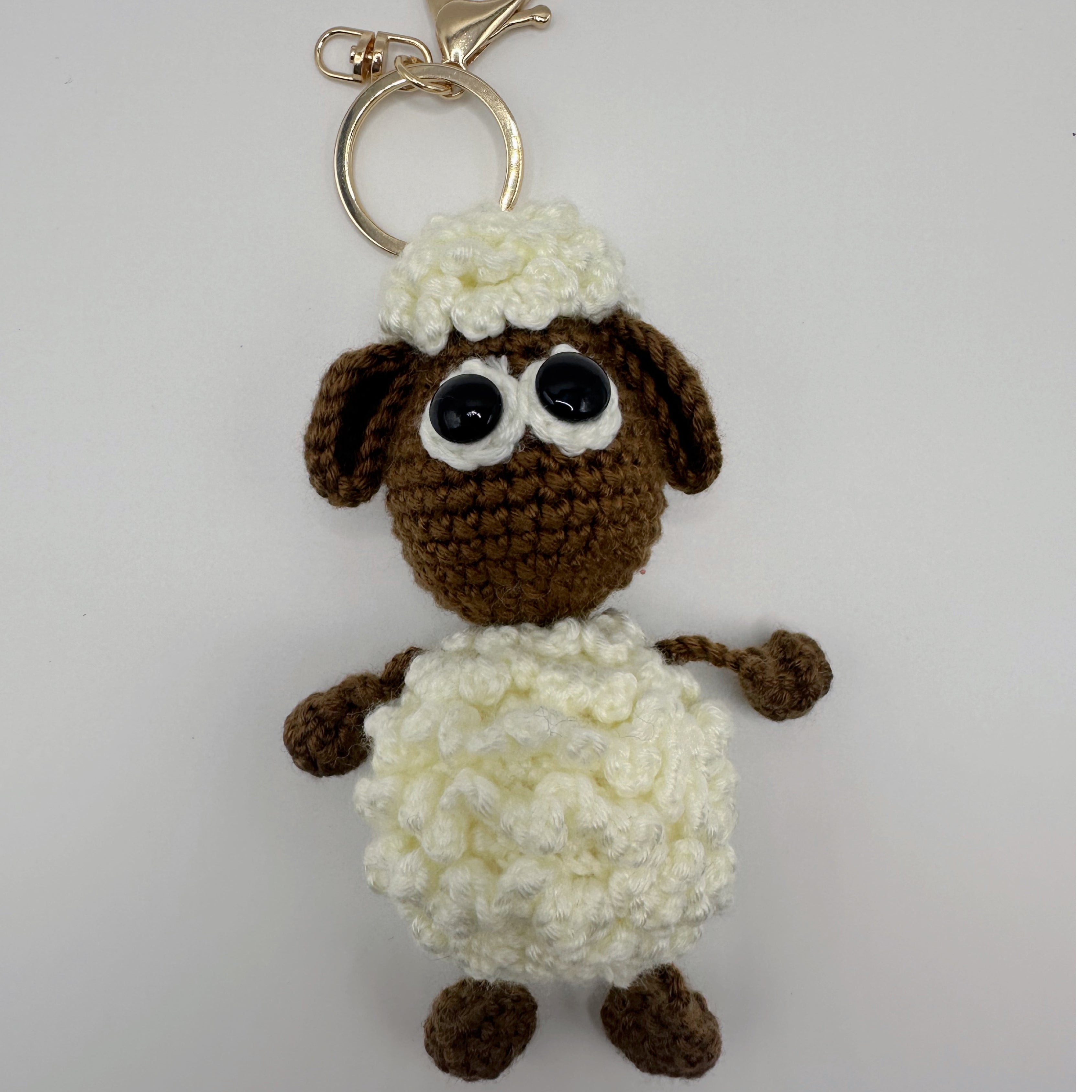 handmade crocheted sheep keychain