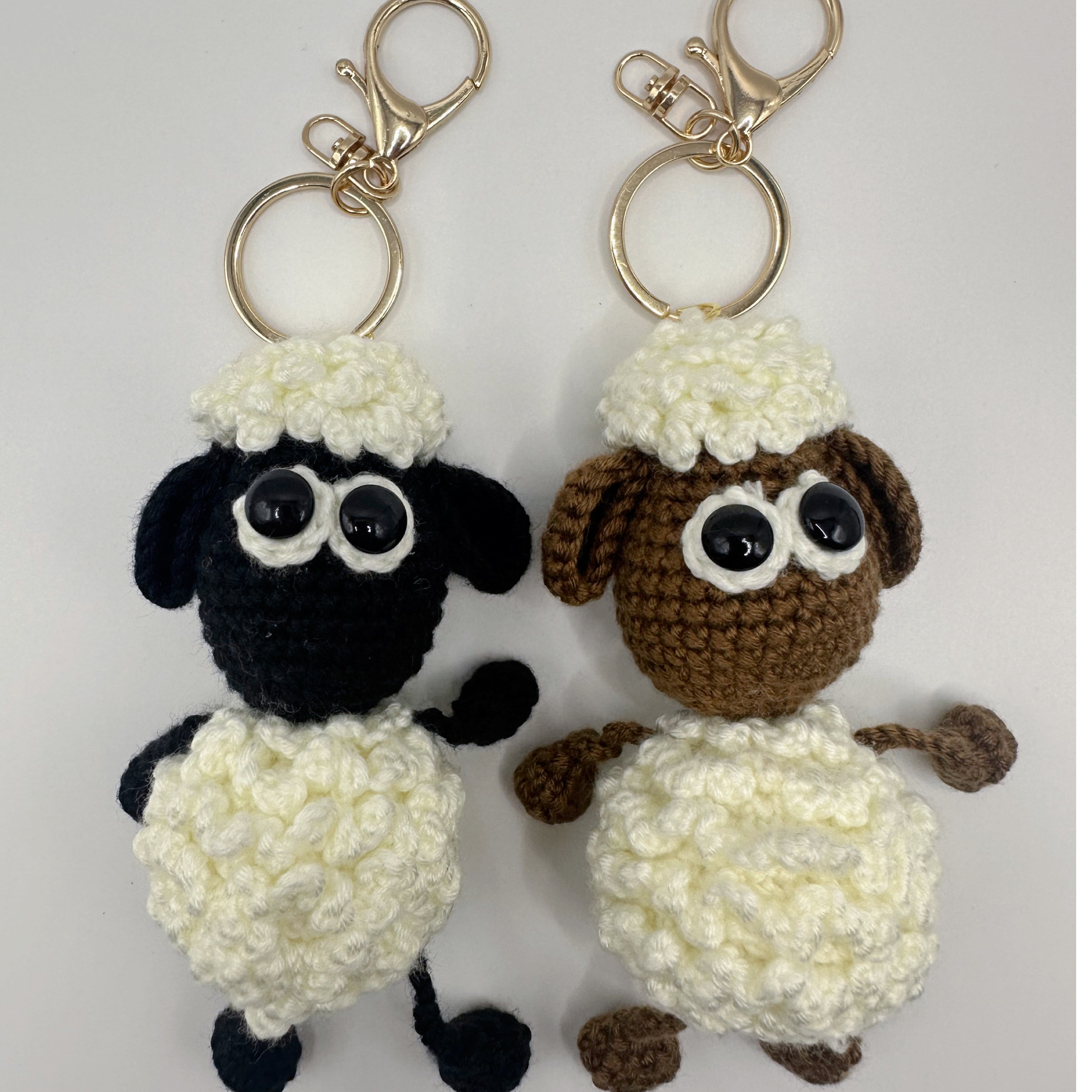 handmade crocheted sheep keychain