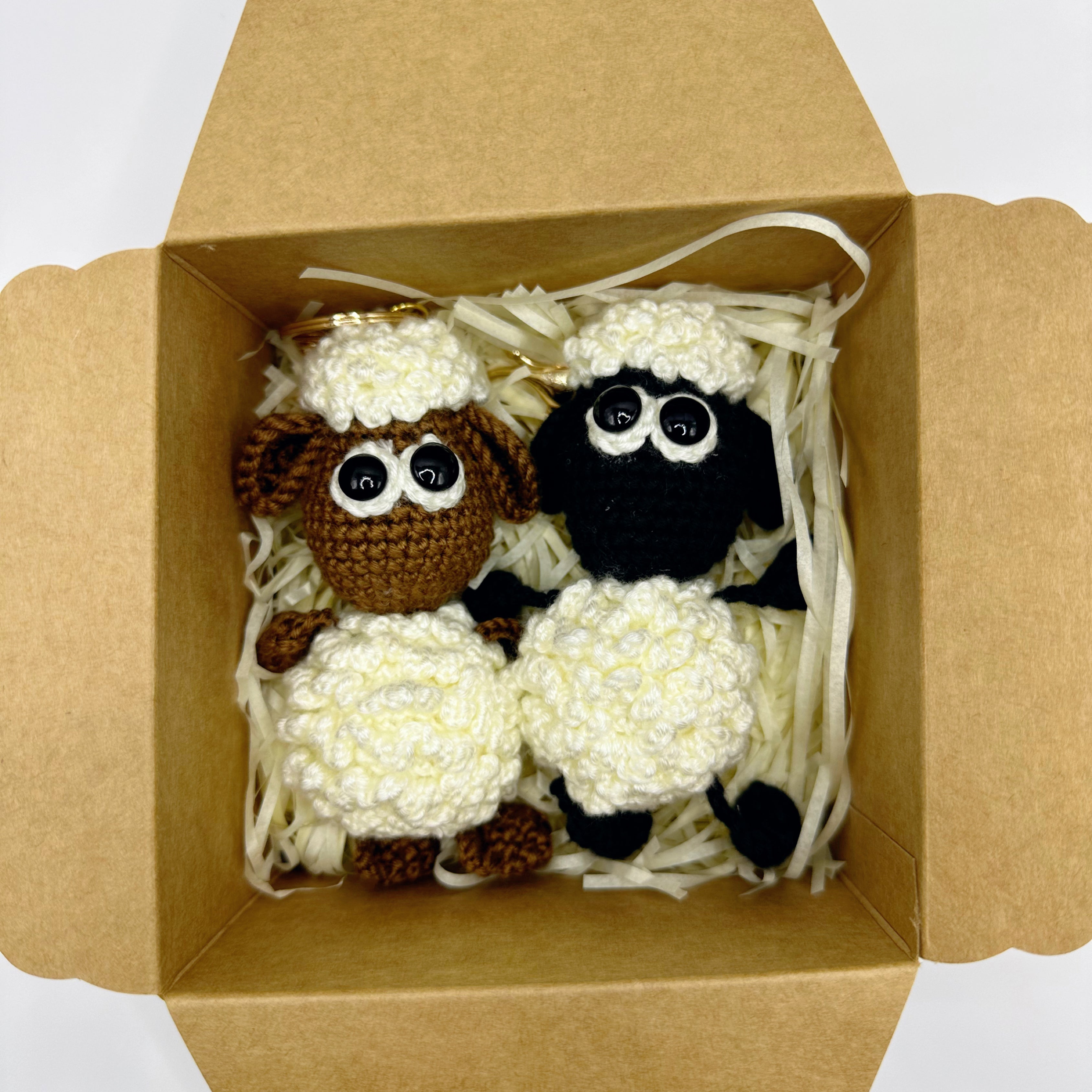 handmade crocheted sheep keychain