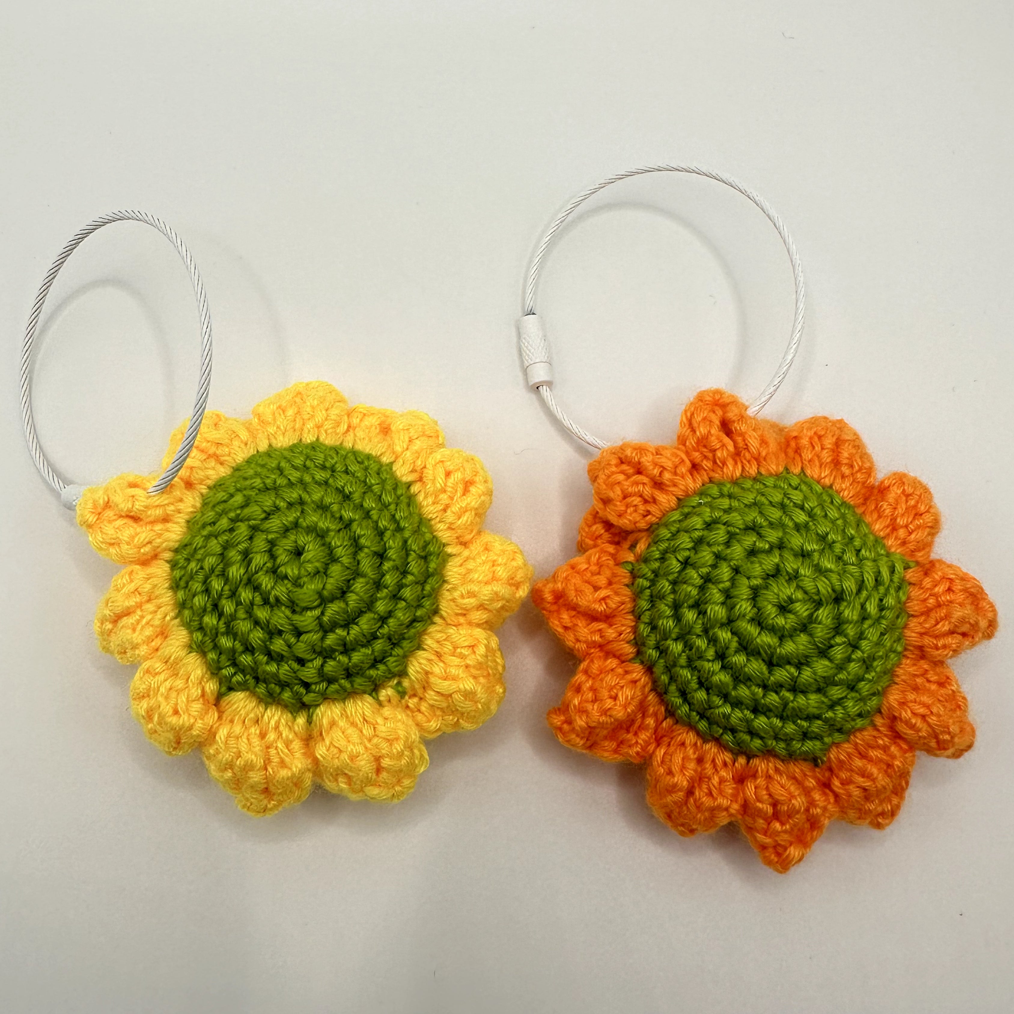 crocheted sunflowers keychain