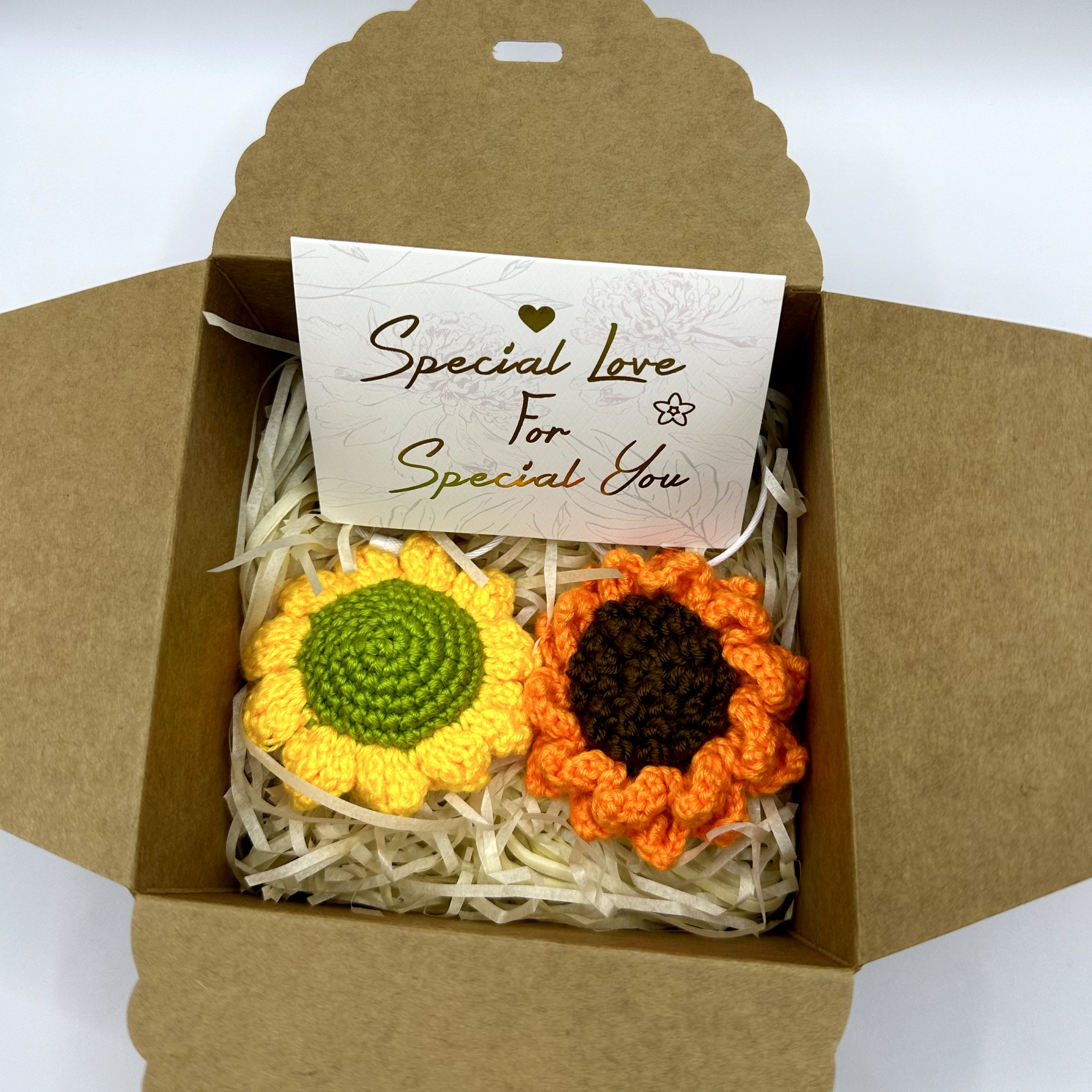 Handmade Crocheted Sunflower Keychain 