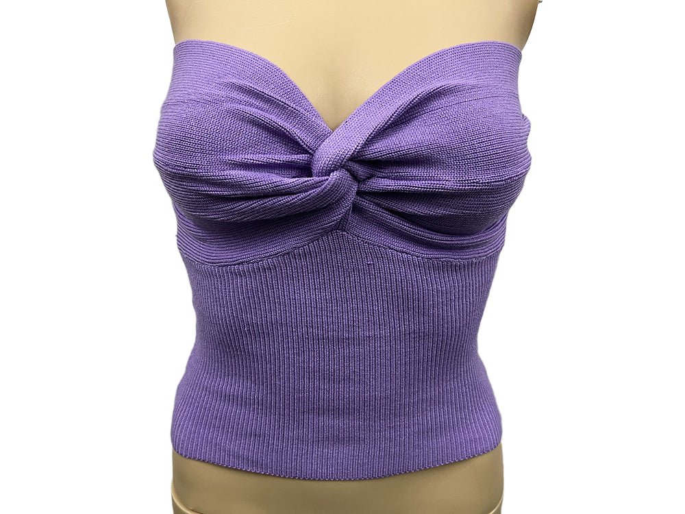 Women Strapless Tube Tops Knit Off Shoulder Sweater Vest - handmadeknit