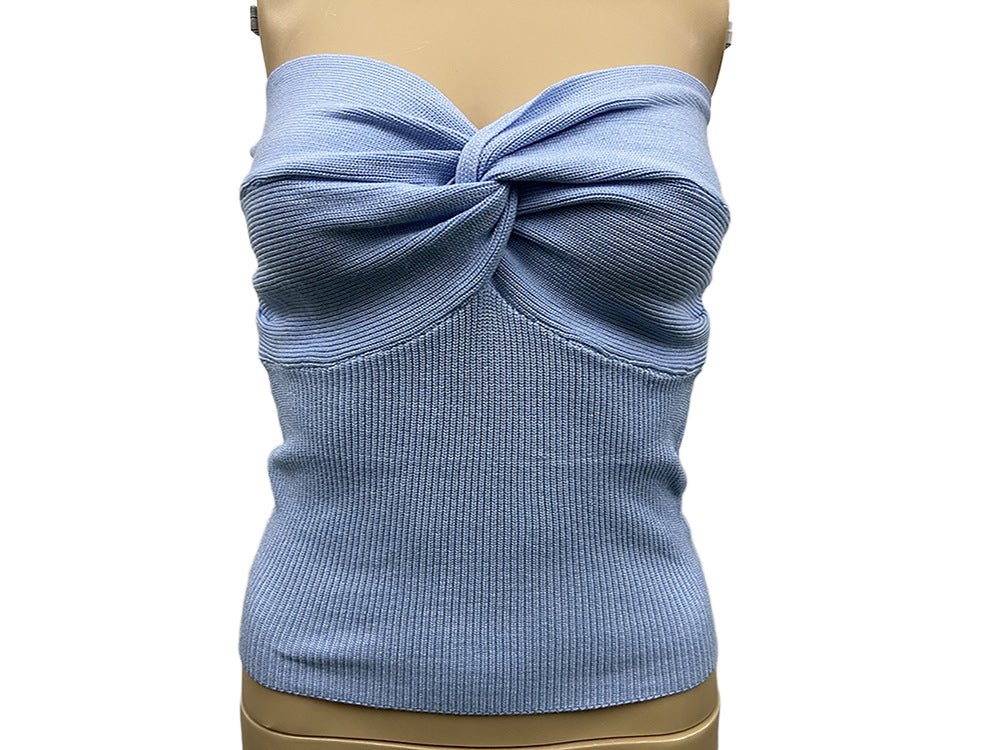 Women Strapless Tube Tops Knit Off Shoulder Sweater Vest - handmadeknit