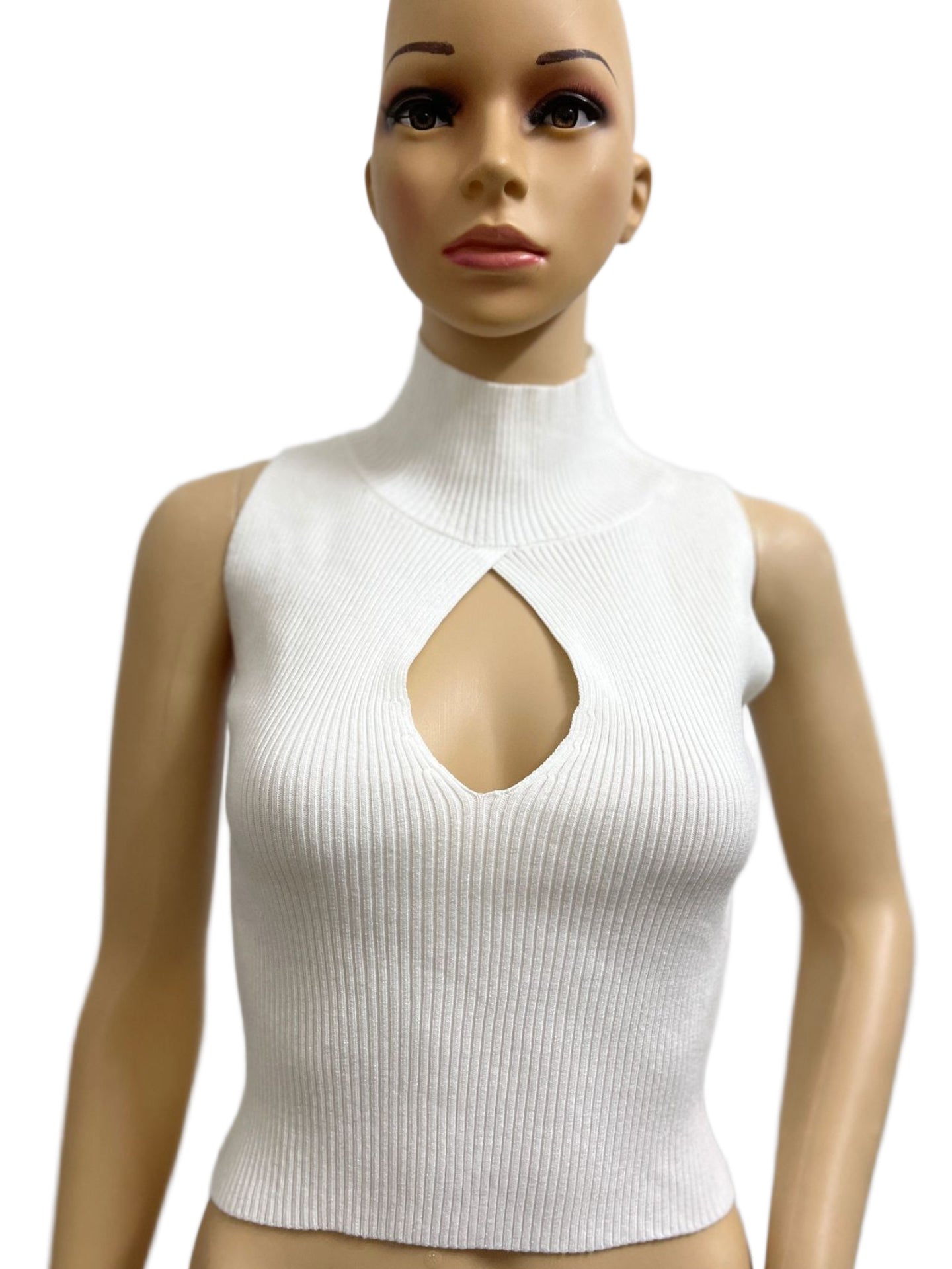 Women's Sleeveless knitted Crop Tank Top Stretchable Black Color