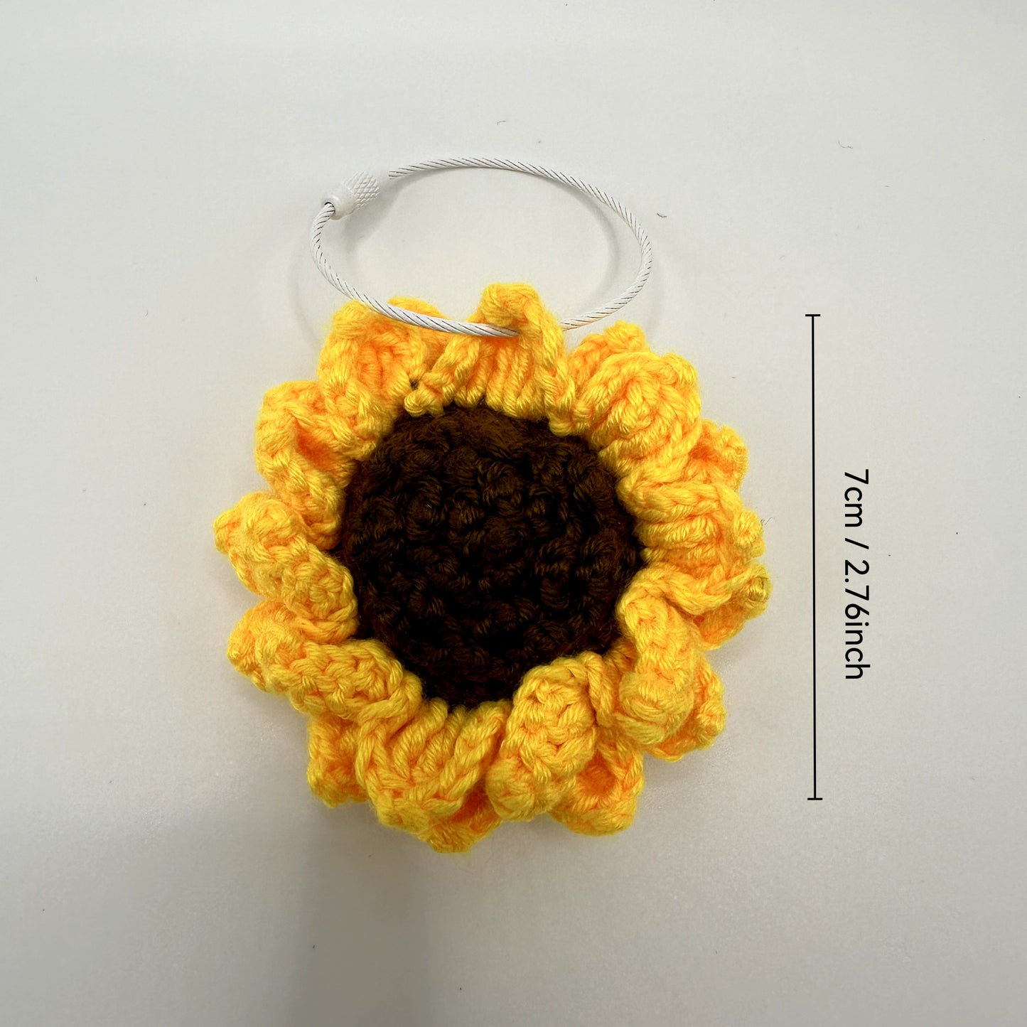 Handmade Crocheted Sunflower Keychain 