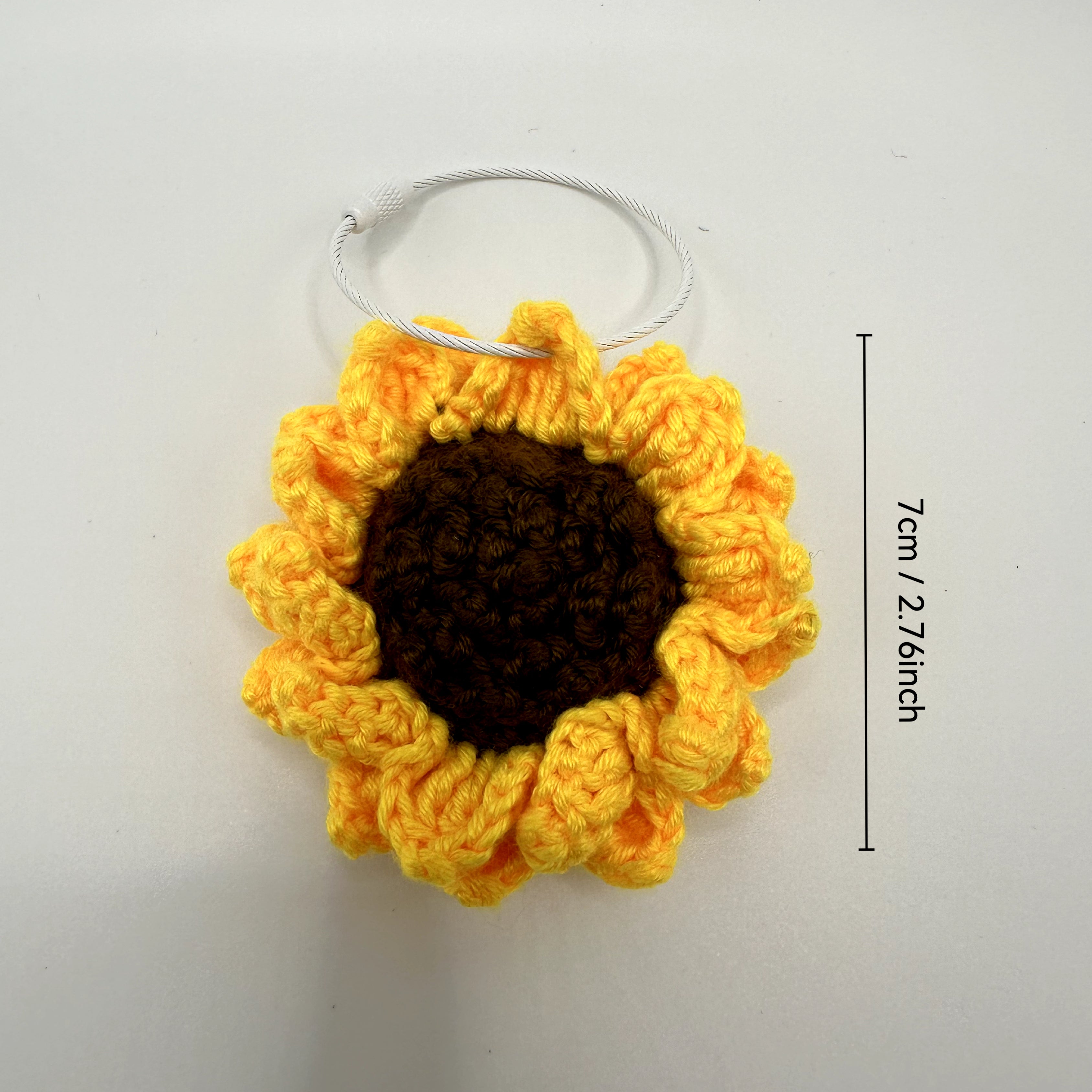 Handmade Crocheted Sunflower Keychain 