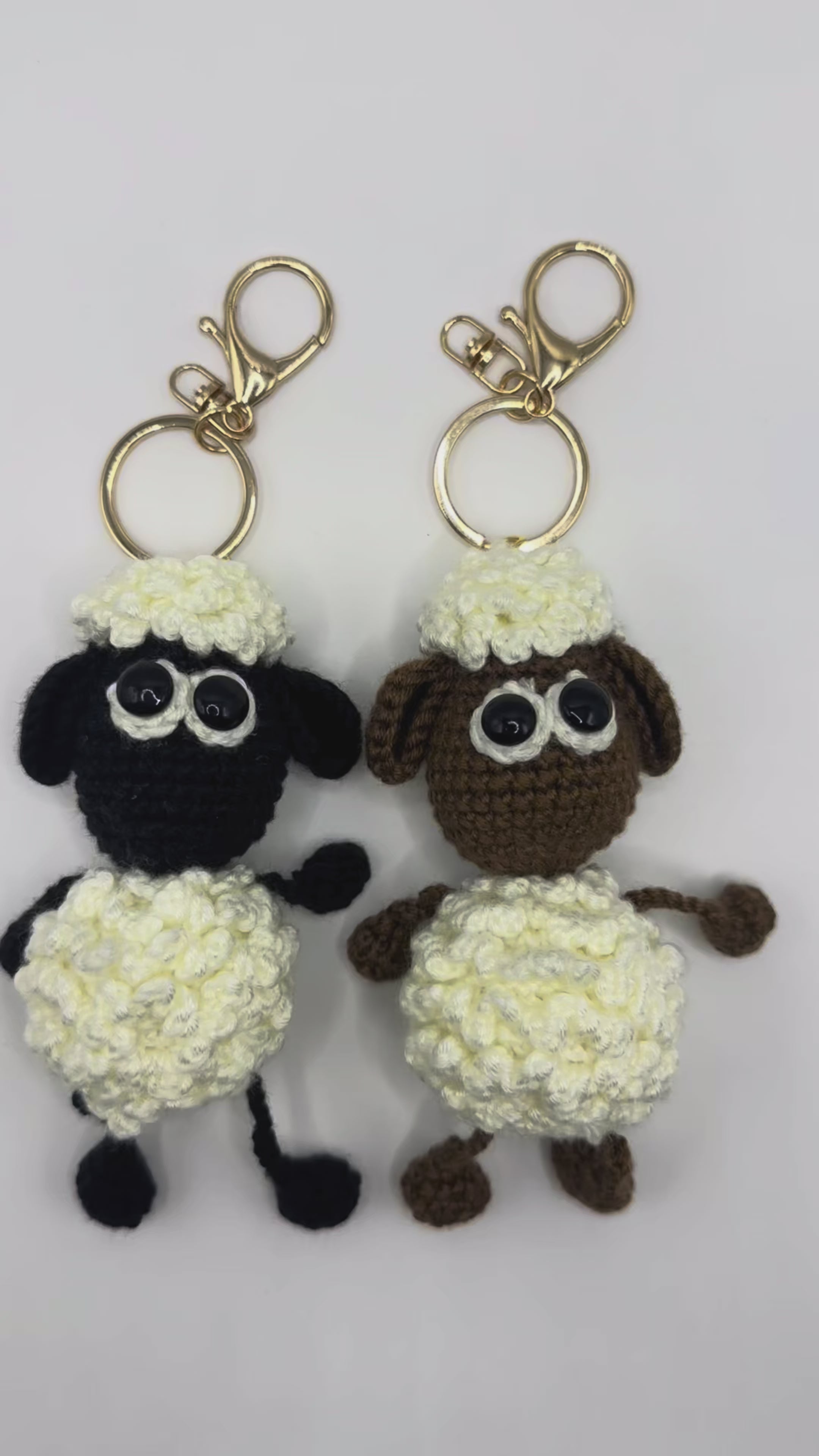 handmade crocheted sheep keychain